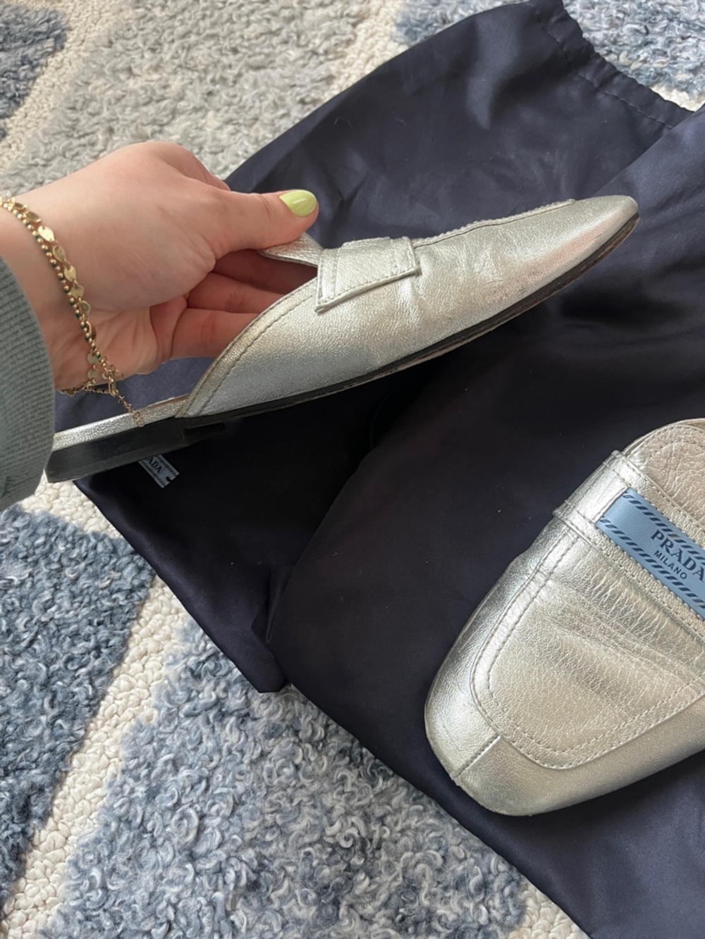 Prada Metallic Leather Mules - Picture 6 of 9